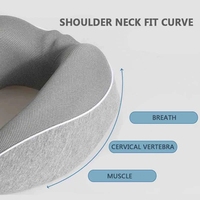 3 en 1 Oreiller en mousse à mémoire de forme en U pour le cou Stockage à rebond lent Voyage Sieste Avion Portable Lecture Donut Cou Soutien Oreiller