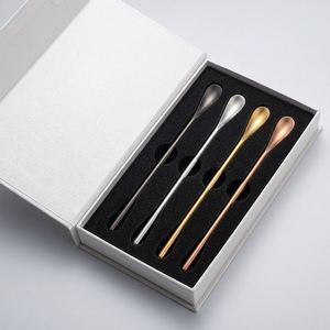 Cuchara para Café y Tenedor para Frutas de Acero Inoxidable 304 con Mango Largo, Minimalista, con Recubrimiento PVD Dorado, para Bar o Cafetería, Venta al Por Mayor - Product Image 4