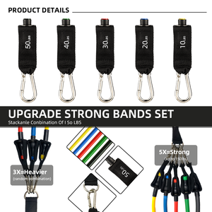 Ensemble de tubes de résistance fitness avec poignées, logo personnalisé, <span class=keywords><strong>corde</strong></span> de traction élastique en latex haute résistance pour entraînement à domicile - Product Image 2