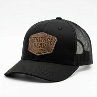 Casquette Trucker Classique Vintage Haut de Gamme avec Patch en Cuir Personnalisé, Dos en Maille Noire Respirant, 6 Panneaux, OEM ODM, Vente en Gros, Fabricant en Vrac