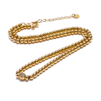 Collier artisanal JINYOU 3439 de haute qualité, plaqué or 18 carats PVD, perles rondes, résistant à l'eau, en acier inoxydable, bijou statement.