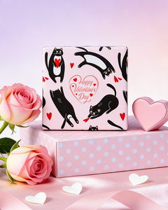 Original romantic pink cute black cat lithographic <b>paper</b> <b>packaging</b> <b>paper</b> for Valentine's Day - Product Image 4