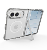Coque de téléphone anti-choc transparente avec support invisible, en TPU et PC, compatible avec la charge magnétique, anti-rayures, pour iPhone DUO