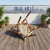 Chaise de bistrot vintage en rotin PE imperméable aspect bambou rouge français avec dossier et structure en alliage d'aluminium anti-UV pour intérieur et extérieur