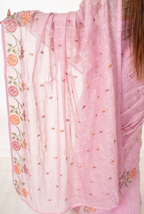 Sari de Diseño Color Malva con Bordado Floral de Kota Tussar para Mujer, Ideal para Festivales, Bodas y Celebraciones Culturales - Product Image 6