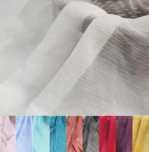 Stock Multi-colors Shiny 100% Polyester Knitted Yarn Dyed Lurex Metallic Mesh Woven Print Silk Chiffon Fabric For Women Dress