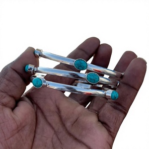 Turquoise <b>Bangle</b>, 3 <b>Set</b> OF <b>Bangle</b>, Handmade <b>Bangle</b>, Gemstone <b>Bangle</b>, Turquoise jewellery - Product Image 1