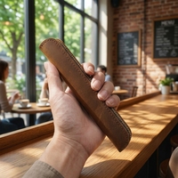 Étui de rangement vintage en cuir véritable pour stylet, pochette portable en cuir véritable pour mini-tablette avec fermeture éclair