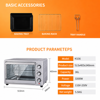 Four grille-pain multifonction à convection en acier inoxydable 36L avec fonction cuisson, compatible avec les normes françaises, appareil électroménager de comptoir