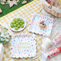 NEWELL Assiettes jetables écologiques en papier pour pique-nique, vaisselle de fête pour enfants, assiettes à dessert et à gâteau pour anniversaire/Nouvel An