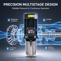 Pompe centrifuge multi-étages verticale BAOHUA H2V60 en acier inoxydable 1,2 CV pour refroidissement CNC, perçage et taraudage par électroérosion