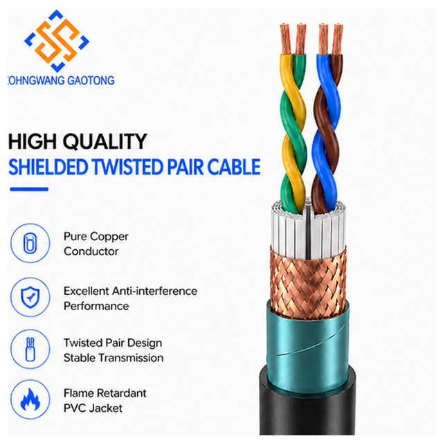 Shielded Armored Twisted Pair Control Cable Flexible Stranded Oxygen-Free Copper Conductor Copper Braided Shield PVC Insulated