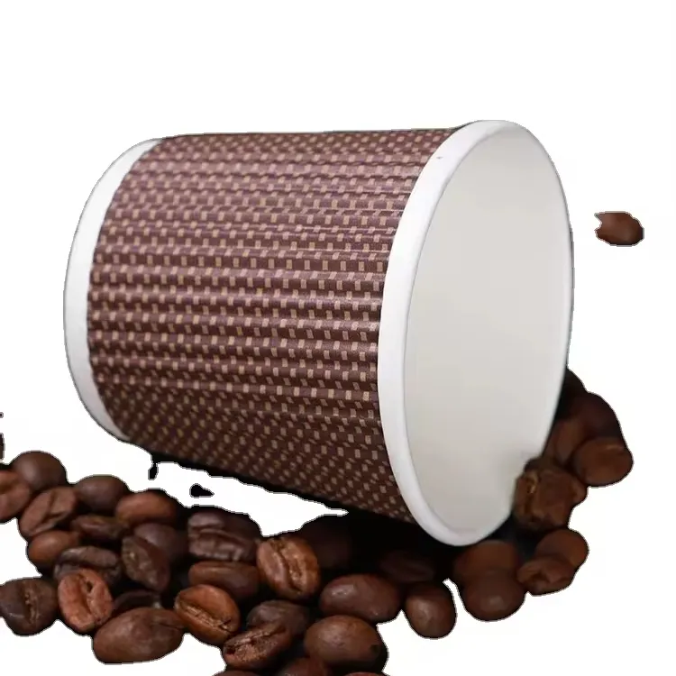 Thé brun de Guangzhou 6oz 10 onces 24oz grande fabrication kraft ondulation de tasses à café en papier à bulles avec couvercle
