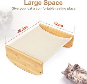 Hamaca elevada para gatos, 2 en 1 columpio, silla para dormir para gatos de interior, suelo elevado, cuna para gatitos, columpio para gatos con marco de madera - Product Image 6