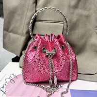 Tas Clutch Pesta Bertabur Rhinestone, Tas Tangan Mewah Desainer, Tas Selempang Kecil, Tas Clutch Kristal Berkilau, Tas Bucket