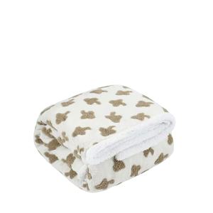 Leopard <b>Throw</b> <b>Blanket</b> Sherpa, Ultra Lightweight Soft Cozy, Warm Fluffy Knit Camping <b>Blanket</b> (<b>Cream</b>, 50x60 In) - Product Image 1