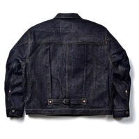 Veste en jean personnalisée pour homme, 16 OZ, denim brut lourd de qualité supérieure, logo personnalisé, ourlets rouges, veste en jean pour homme