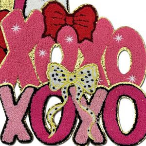 Patch brodé thermocollant grand format 28 cm motif nœud Saint-Valentin amour Xoxo Bemine pour T-shirts et sweats à capuche - Product Image 5