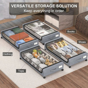 Fabriek Metalen Frame Onder Bed Opslag Doorzichtige Deksels Met Wielen Opslagcontainers Voor Slaapkamer Rollende Kleding Schoen Opbergbakken - Product Image 4
