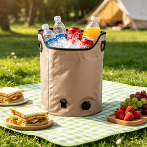 Waterproof <b>Folding</b> PVC Cooler <b>Bucket</b> Insulated Drink Bag Portable Ice Storage Tub for Camping Picnic Beach - Product Image 1