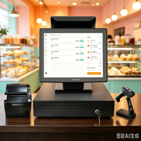 Système de point de vente Android Windows à double écran de 15 pouces, écran tactile capacitif, caisse enregistreuse, Wi-Fi 6, Bluetooth 5.2 pour supermarché, restaurant