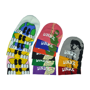 Ventes en gros de bonnets d'hiver en tricot acrylique unisexe avec logo personnalisé, jacquard, broderie 3D, style Y2K - Product Image 2