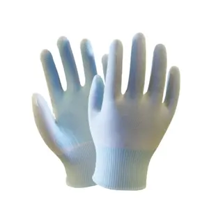 HTR High Quality Nylon & PVC Non-slip Anti-abrasive Dust Free Flexible Breathable Knitted Safety Work Gloves