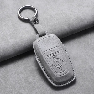 Housse de clé de voiture en cuir, 4 à 5 boutons, pour <span class=keywords><strong>Ford</strong></span> Fusion Mustang Edge Explorer <span class=keywords><strong>Focus</strong></span> F150-F550 Escape Lincoln Mondeo - Product Image 3