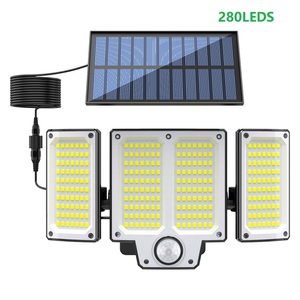 Luces Solares para Exteriores, 280 LED, con Sensor de Movimiento, Alimentación Solar, con Control Remoto, Luces de Seguridad LED Solares para Pared, del Anochecer al Amanecer - Product Image 1