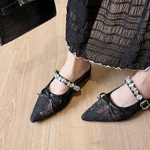 Women Summer <b>Flat</b> Sandals Designer <b>Pointed</b> <b>Toe</b> Mule Fashion Casual <b>Pointed</b> Shoes for Ladies Outdoor Wear Slippers - Product Image 2