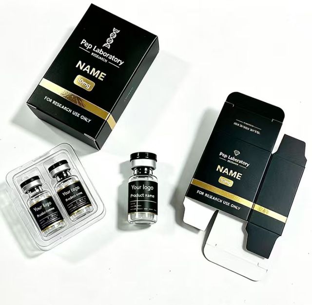 Eco-Friendly Folder Medicine Cosmetic Box Label Printing Custom Gold Silver Foil Paper Box 3ml 10ml Peptide Vial Packaging