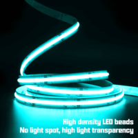 Bande LED COB flexible haute luminosité, couleurs vives, 576 LED/m, 14W/m, 12V 24V, 10mm, RGB
