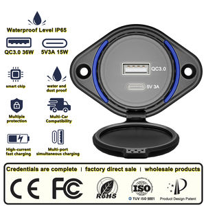 Chargeur USB double port à montage en surface pour <span class=keywords><strong>camping</strong></span>-<span class=keywords><strong>car</strong></span> et bus, IP65, 12/24 V, charge rapide, avec ports USB-A et USB-C QC 5V 3.1A - Product Image 4