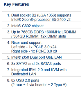 MBD-X9DBU-IF เมนบอร์ดเซิร์ฟเวอร์ UIO แบบเฉพาะพร้อมซ็อกเก็ต LGA-1356 คู่ (ซ็อกเก็ต B2)อินเทล C602, รองรับ DDR3 ใหม่ จัดส่งรวดเร็ว ราคาดี - Product Image 4