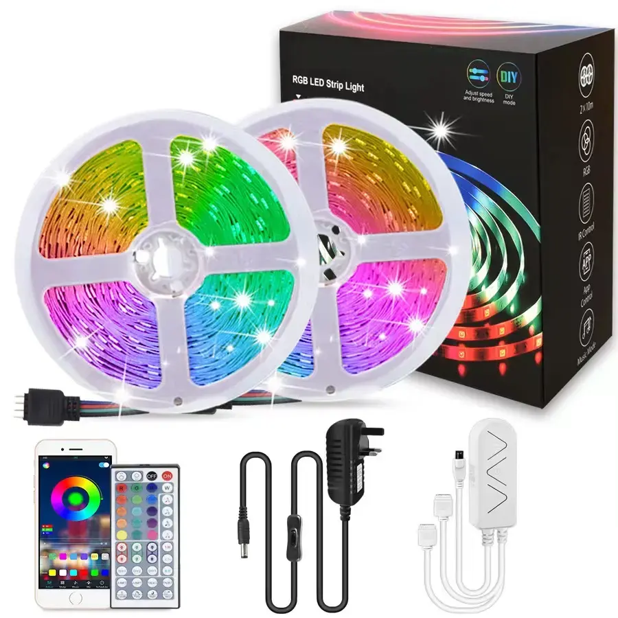 Bande LED intelligente RVB Dream Color 60LEDs/m avec application musicale Changement de couleur Contrôle éclairage pour chambre à coucher Bande LED SMD