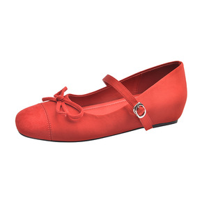 Zapatos Mary Jane para Mujer con Plataforma, Punta Cuadrada, Casuales, Rojos, Talla Grande 43, Hebilla de una Pieza, Color Sólido - Product Image 5