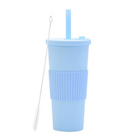 Gobelet à thé à bulles en plastique mat à double paroi de 700 ml, tasses à thé à bulles réutilisables, tasse à café avec couvercle et paille