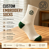 Chaussettes brodées personnalisées OEM ODM en coton jacquard, chaussettes avec logo brodé personnalisé, faible MOQ, couleurs personnalisées