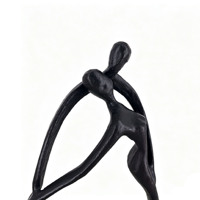 Sculptures abstraites de couple en fonte faite à la main, figurines d'amoureux noires, décoration moderne et écologique pour la maison, statue d'art de luxe pour le bureau