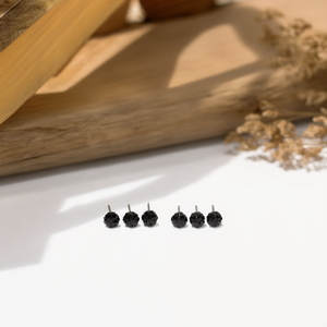 Orecchini a Perno in Acciaio Inossidabile con Perline Shambara, 12 Pezzi, Design a Sfera Nera, Gioielli Raffinati - Product Image 3