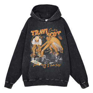 Felpa con Cappuccio Vintage Invernale Unisex (<span class=keywords><strong>Astroworld</strong></span>/Birds Eye View) Stile Hip Hop Streetwear Ecologica Antivento Vestibilità Ampia - Product Image 1