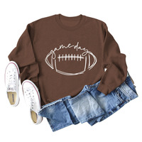 Sweat-shirt à manches longues et col rond Jobber Dapper Rugby Football Alphabet Letters Crest Emblem Gridiron Pigskin Team Squad League
