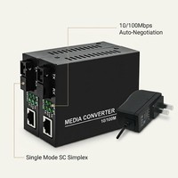 Convertisseur de média fibre optique 10/100/1000Base-TX 1000Base-FX SC Monofibre SM avec unité d'alimentation stable pour CCTV