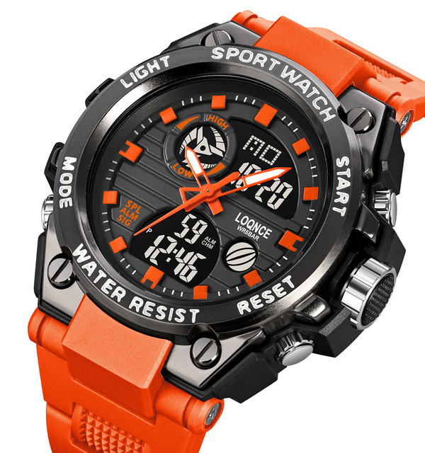 Custom Logo OEM 50M Waterproof Quartz Watch Fashion Men's Dual Time Digital Analog Watch LOQNCE 98002 Brand Sports Watch for Man