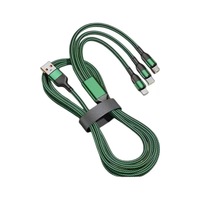Câble USB 3-en-1 tressé en nylon 1,2 m, charge ultra-rapide 3A 66W, compatible Micro-USB, batterie externe et écouteurs pour téléphone portable