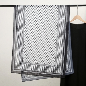 <span class=keywords><strong>JYL</strong></span> Hijab en mousseline imprimé Palestine, foulard islamique de qualité supérieure pour femmes musulmanes, style Dubaï, logo Keffiyel - Product Image 5