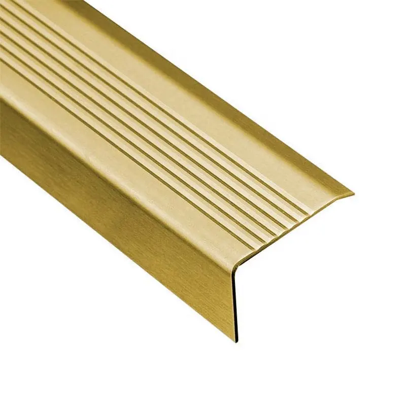 شريط بلاط من الفولاذ المقاوم للصدأ مخصص للزينة للحمام على شكل حرف L حافة بلاطة الدرج حافة الدرج معدنية ذهبية