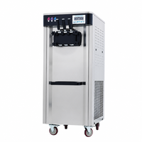 Machine à glace molle commerciale pour yaourt et lait, 28-35L/H, sur pied, 6L*2 cylindres, 2300W, trois saveurs