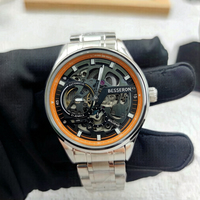 Montre pour homme à mouvement mécanique en acier inoxydable, résistante à l'eau, cadran analogique de 41,5 mm, fermoir pliant de 22 mm, marque personnalisée