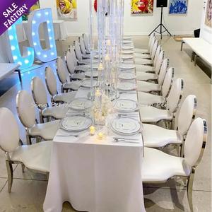 Simple Design Steel <b>Silver</b> White Oval Back Wedding Supplies Furniture Stackable Wedding and Event <b>Chair</b> - Product Image 1